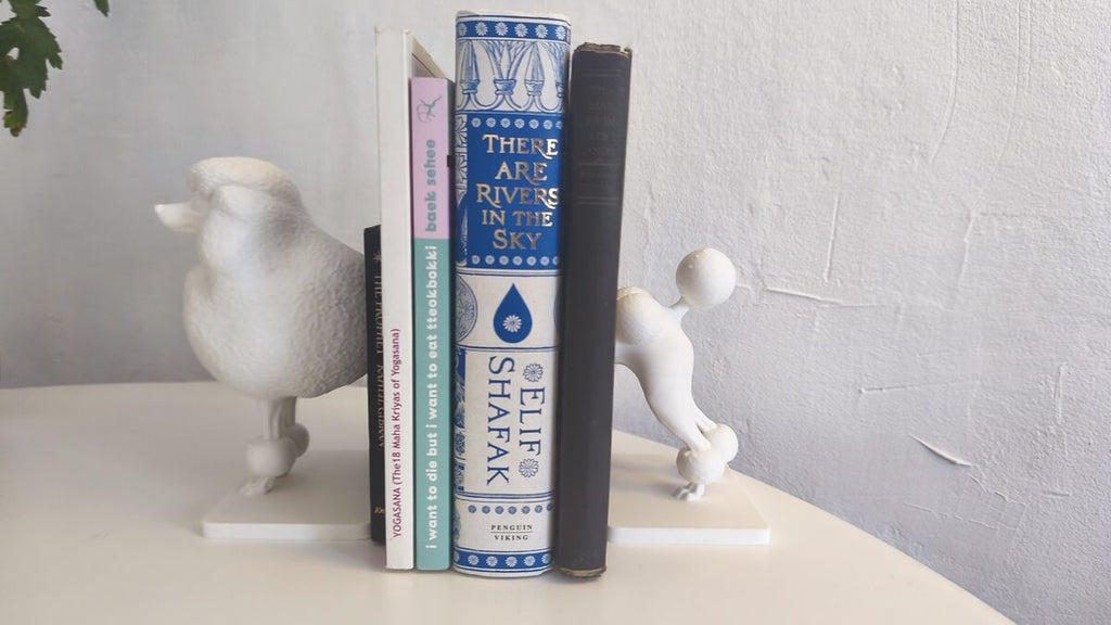 Poodle Bookend Pair, 3D Printed Curly Coat Book Holder