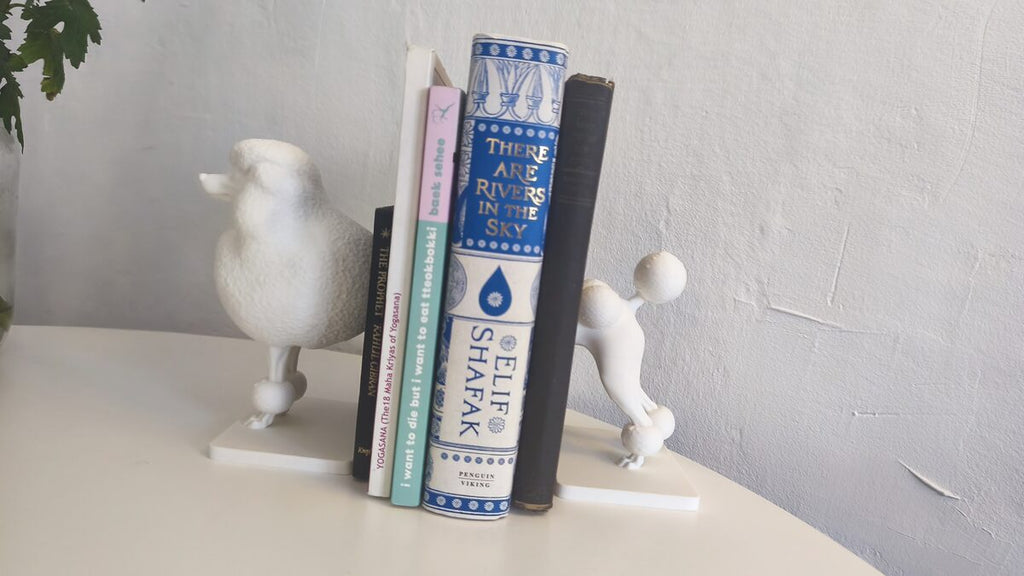 Poodle Bookend Pair, 3D Printed Curly Coat Book Holder