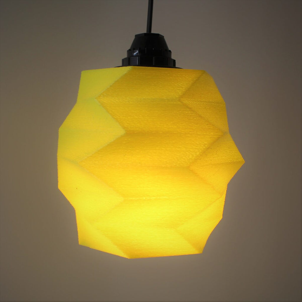 Zigzag Faceted Pendant Lampshade, 3D Printed Light Fixture