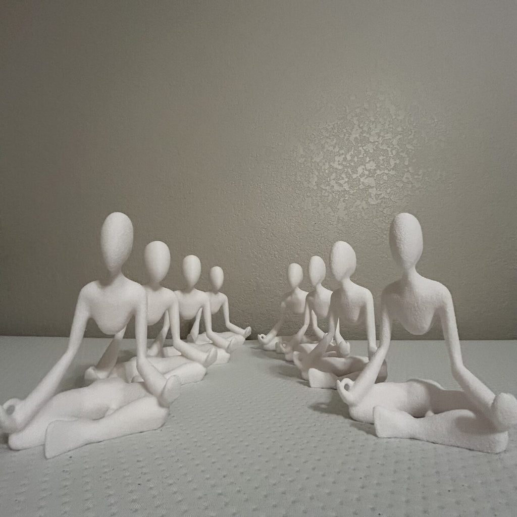 Faceless Meditation Sculpture, 3D Printed Zen Lotus Figure