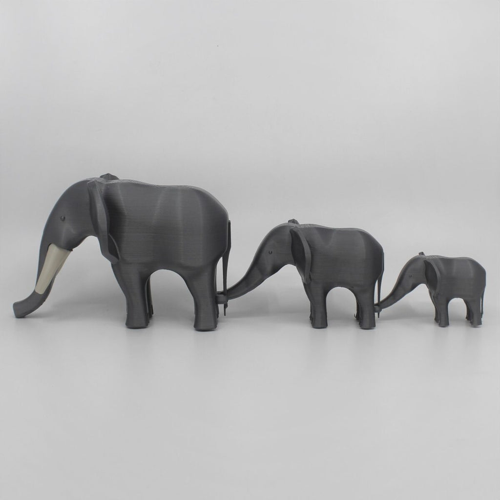 African Elephant Family Toy, 3D Printed Rolling Set