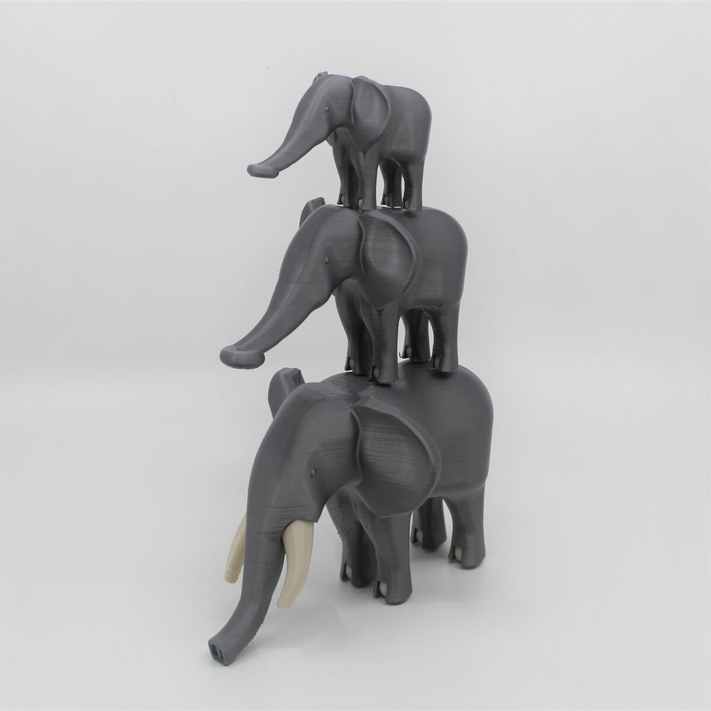 African Elephant Family Toy, 3D Printed Rolling Set