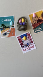 Woven Basket Easter Egg Fridge Magnet Set, 3D Printed Decor