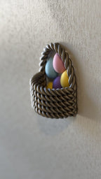 Woven Basket Easter Egg Fridge Magnet Set, 3D Printed Decor