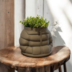 Puffer Jacket Quilted Planter Pot, 3D Printed with Saucer