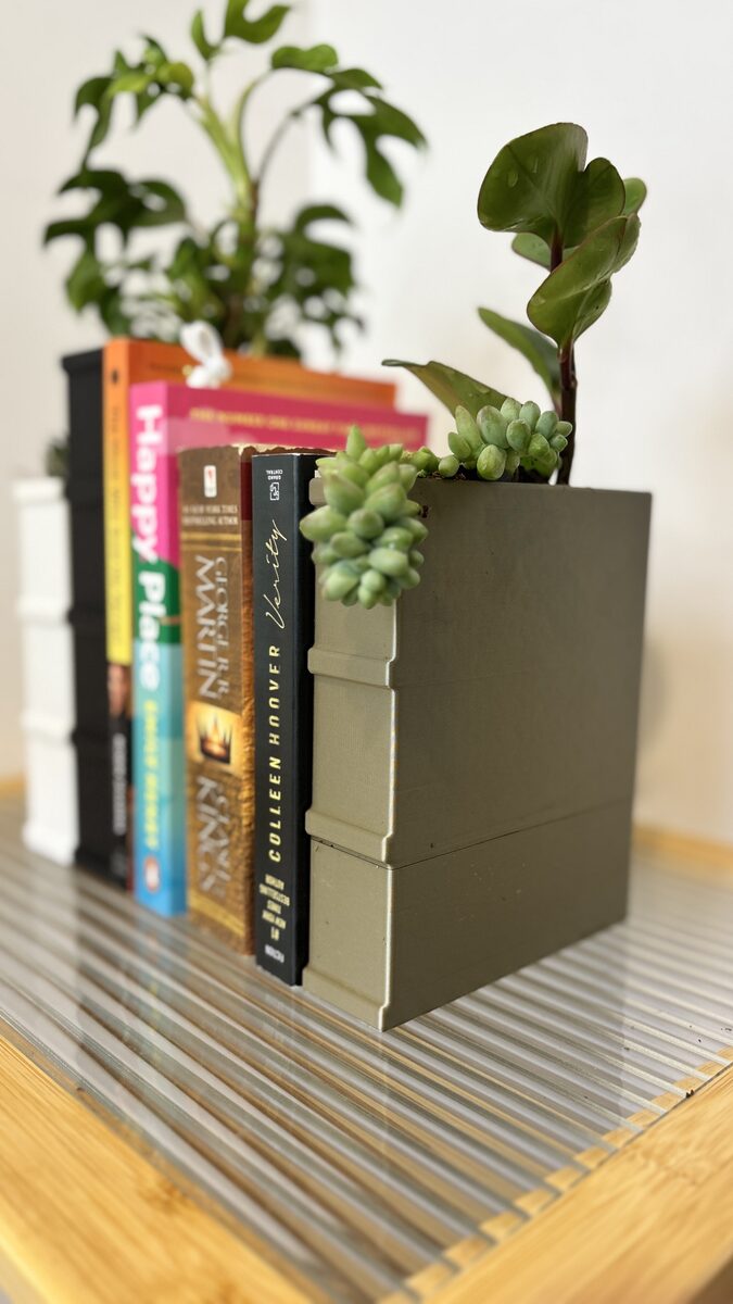 Book-shaped Bookend Planter