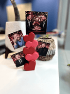 Stacked Hearts Photo Holder, 3D Printed Desk Photo Stand