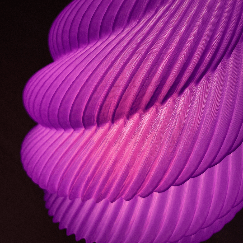 Kamba Spiral Pleated Table Lamp, 3D Printed Sculptural Light