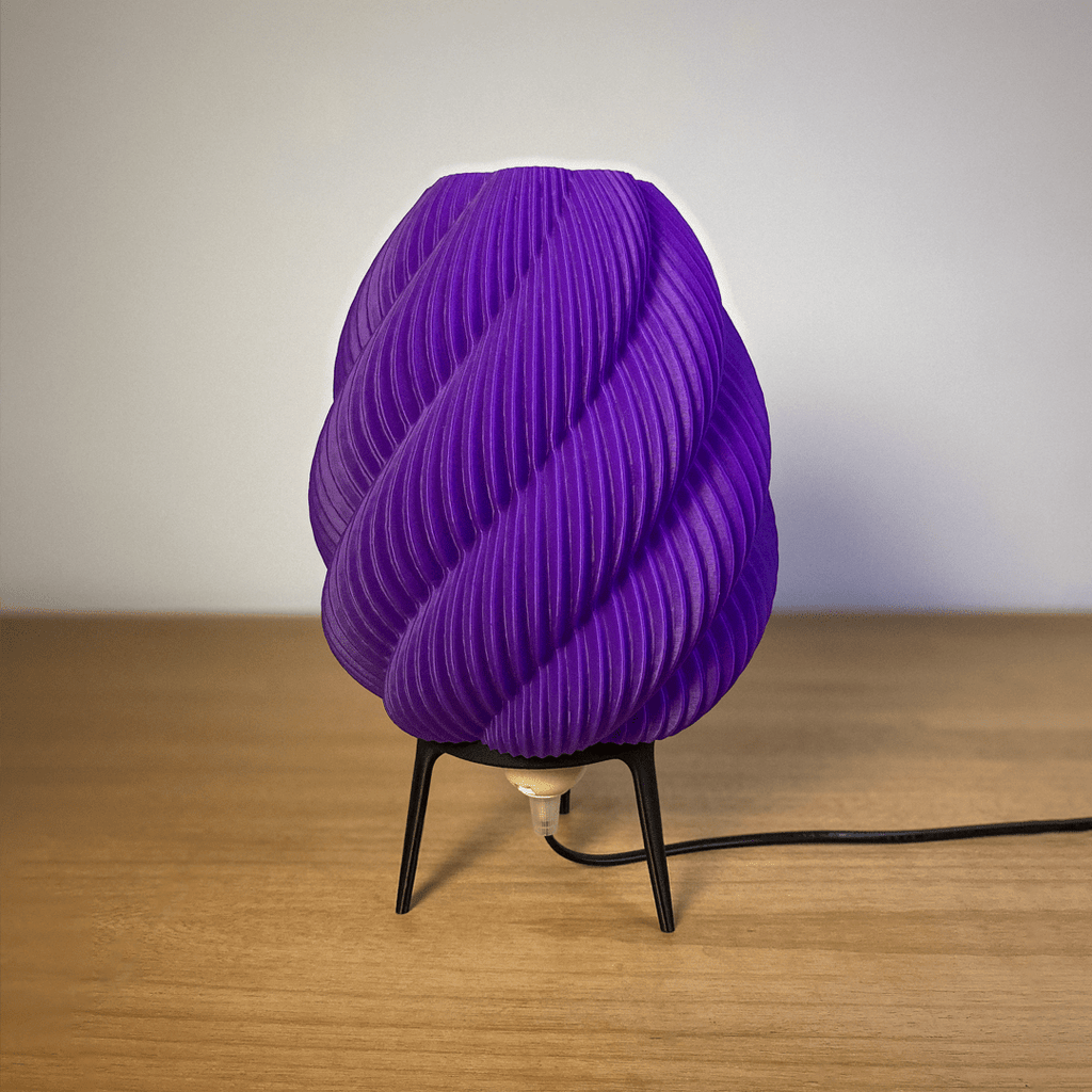 Kamba Spiral Pleated Table Lamp, 3D Printed Sculptural Light