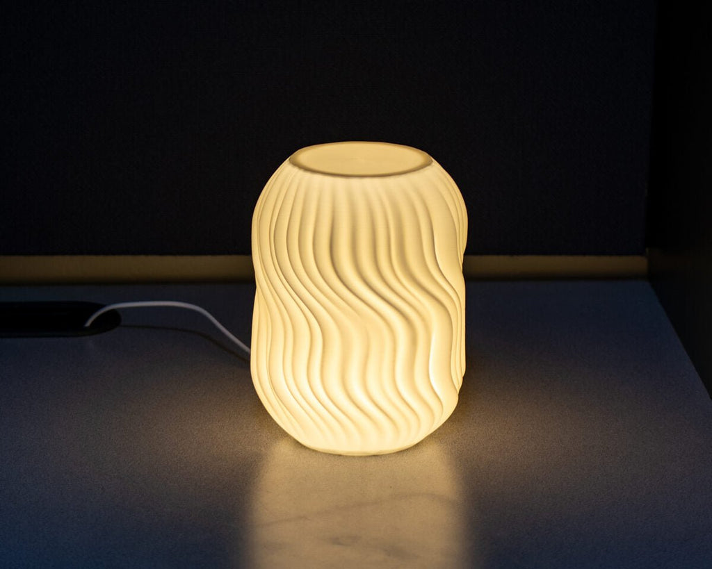 Spiral Wave Vase Mode Table Lamp, 3D Printed Night Light