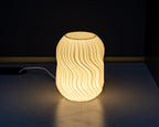 Spiral Wave Vase Mode Table Lamp, 3D Printed Night Light