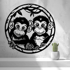 Baby Monkeys Wall Art, 3D Printed Circle Panel