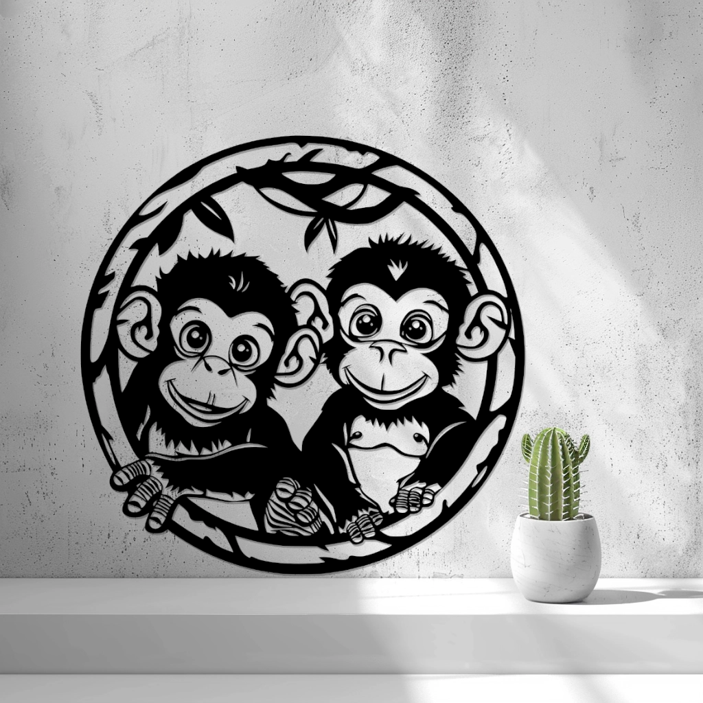 2d Baby Monkeys Wall Art