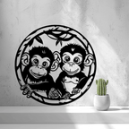 Baby Monkeys Wall Art, 3D Printed Circle Panel