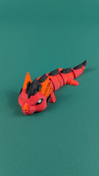 Magma Dragon Articulated Keychain Figure, 3D Printed Fidget Toy