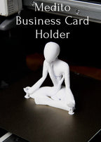 Meditating Figure Business Card Holder, 3D Printed Desk Sculpture