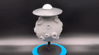 UFO on the Moon Figure, 3D Printed Sci Fi Desk Sculpture