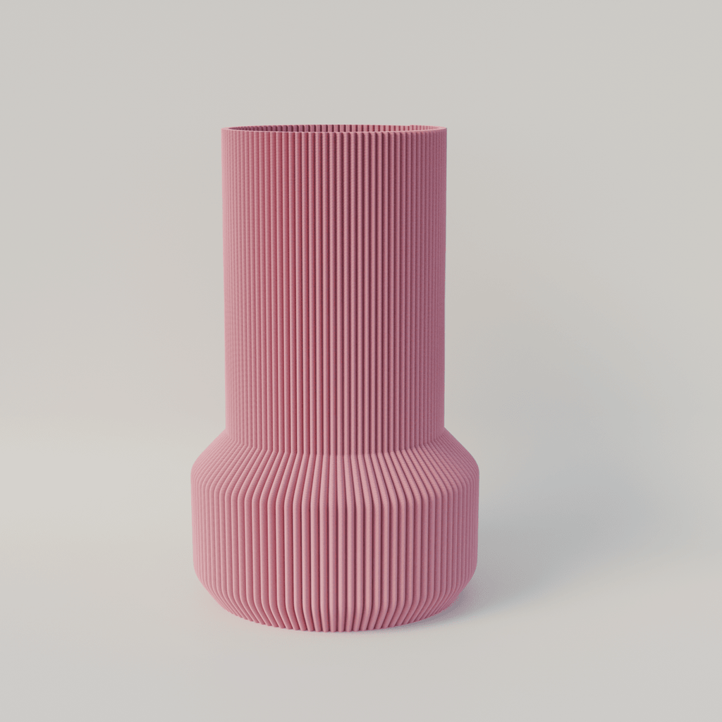 Niza Fluted Two-Tier Vase, 3D Printed Ribbed Home Decor