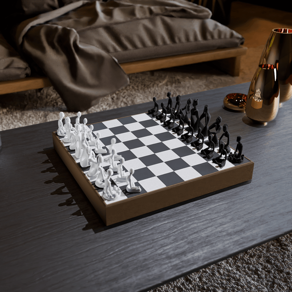Nobody Faceless Figure Chess Set, 3D Printed Sculptural Game
