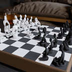 Nobody Faceless Figure Chess Set, 3D Printed Sculptural Game