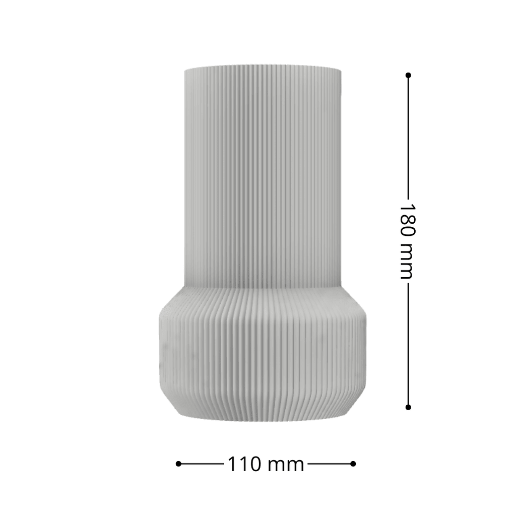 Niza Fluted Two-Tier Vase, 3D Printed Ribbed Home Decor