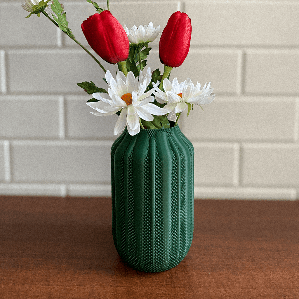 Fluted Flower Vase, Textured 3D Printed Home Decor