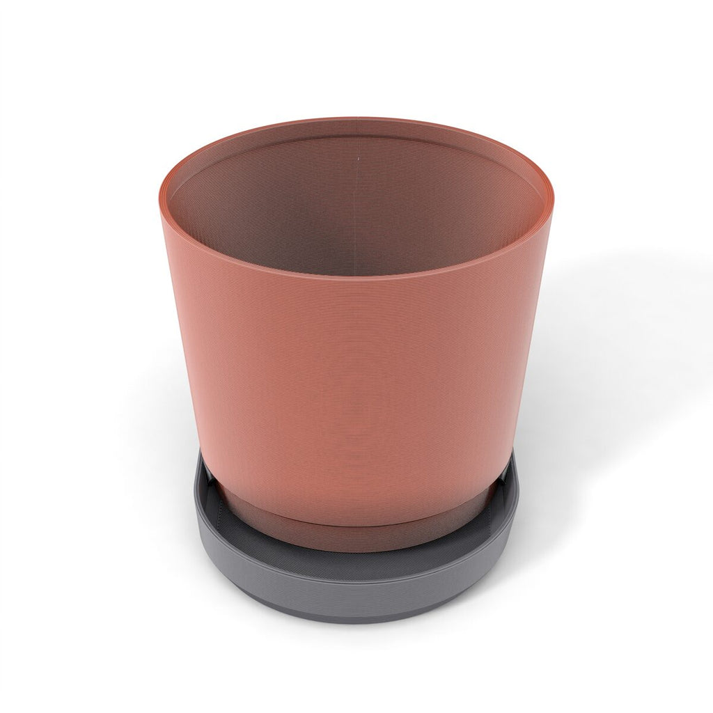 Tapered Planter Pot with Saucer, 3D Printed Plant Pot