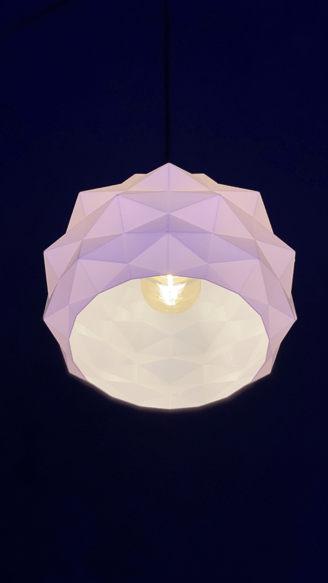 Low Poly Pendant Lamp Shade, 3D Printed Geometric Light Fixture