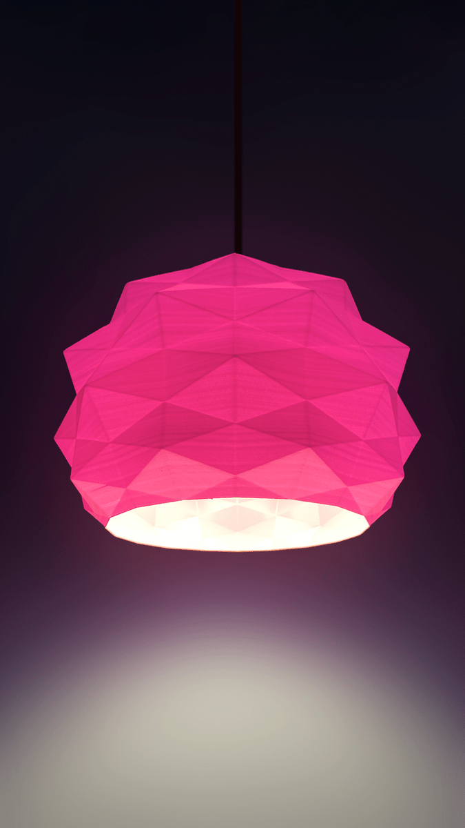 Low Poly Pendant Lamp Shade, 3D Printed Geometric Light Fixture