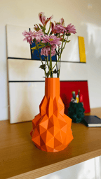 Low-Poly Faceted Flower Vase, 3D Printed Geometric Decor