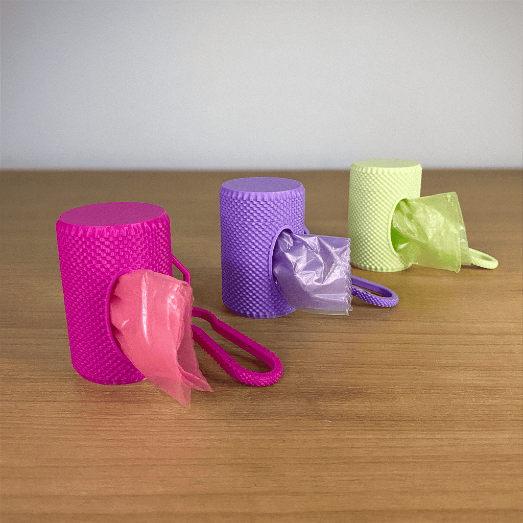 Textured Grip Dog Poop Bag Dispenser with Leash Clip