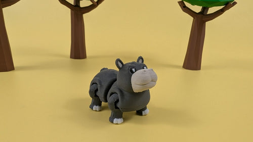 Articulated Hippo Keychain, 3D Printed Fidget Toy