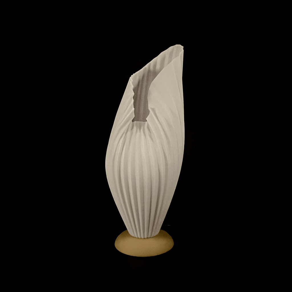 Folded Leaf Ribbed Table Lamp, 3D Printed Ambient Night Light