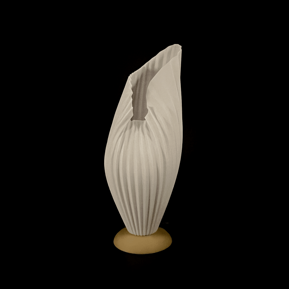 Folded Leaf Ribbed Table Lamp, 3D Printed Ambient Night Light