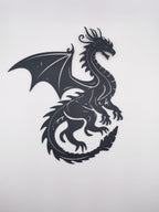 Coiled Dragon Wall Art Panel, 3D Printed Silhouette Decor