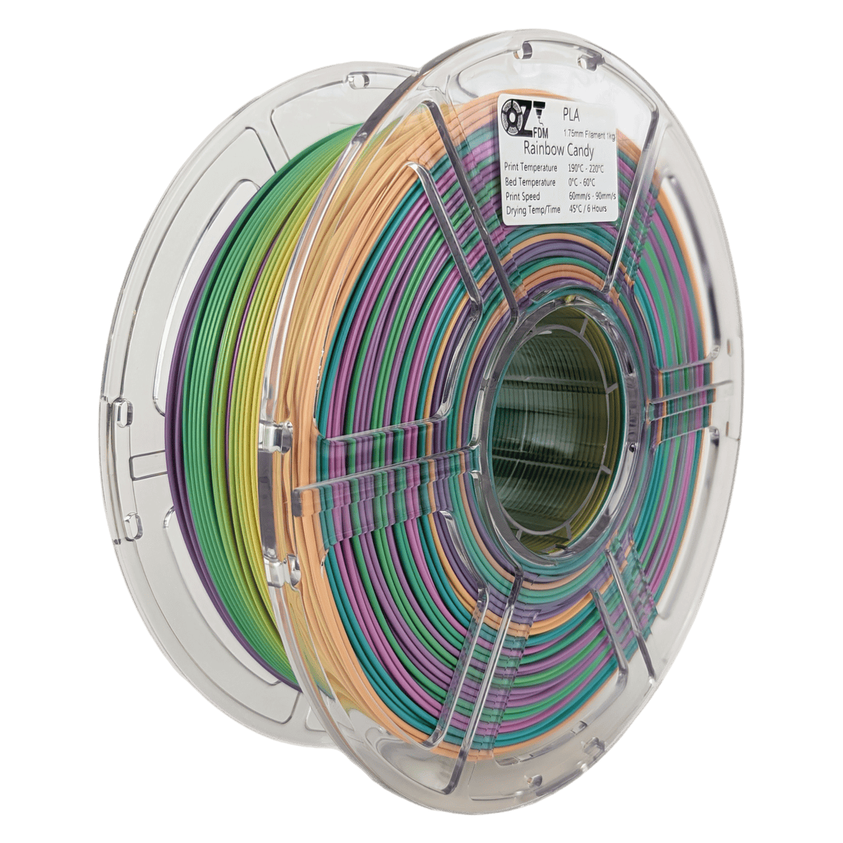 OzFDM PLA Rainbow 3D Printing Filament 1.75mm 1KG - OzFDM