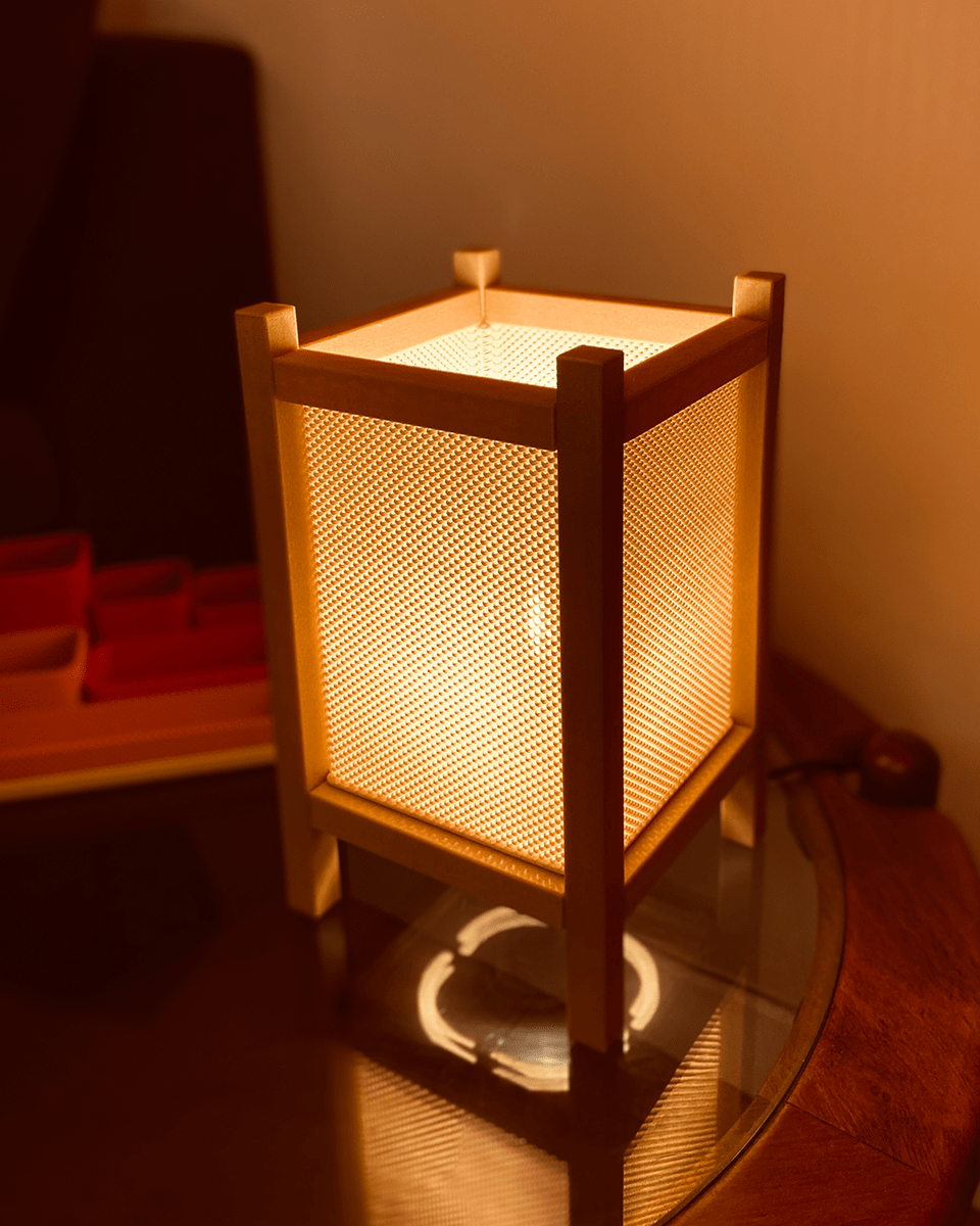Riku Shoji Table Lamp, 3D Printed Ripple Mesh Night Light