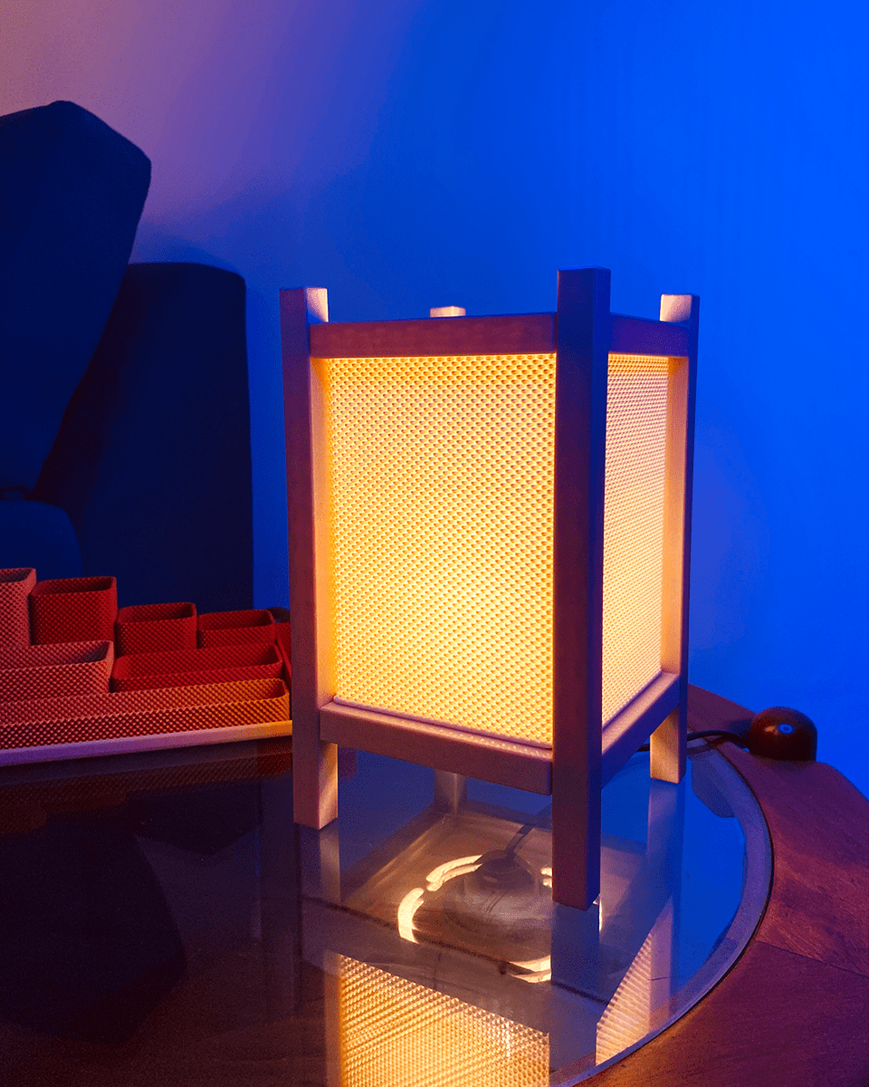 Riku Shoji Table Lamp, 3D Printed Ripple Mesh Night Light