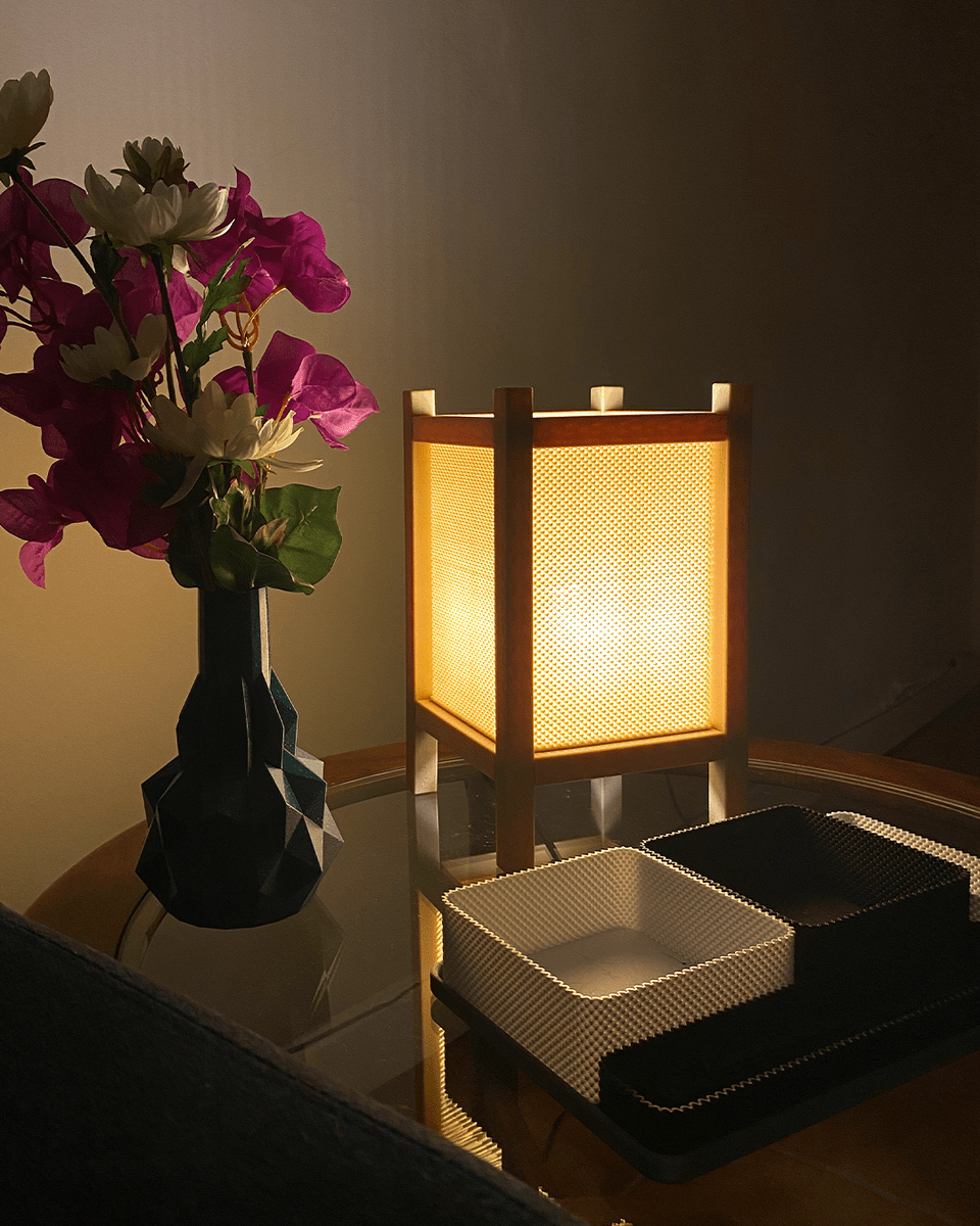 Riku Shoji Table Lamp, 3D Printed Ripple Mesh Night Light