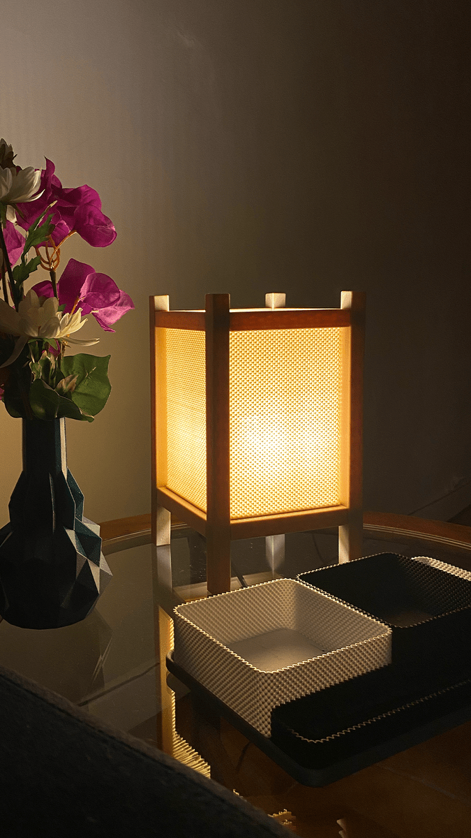 Riku Shoji Table Lamp, 3D Printed Ripple Mesh Night Light