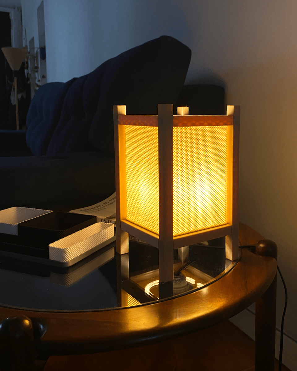 Riku Shoji Table Lamp, 3D Printed Ripple Mesh Night Light