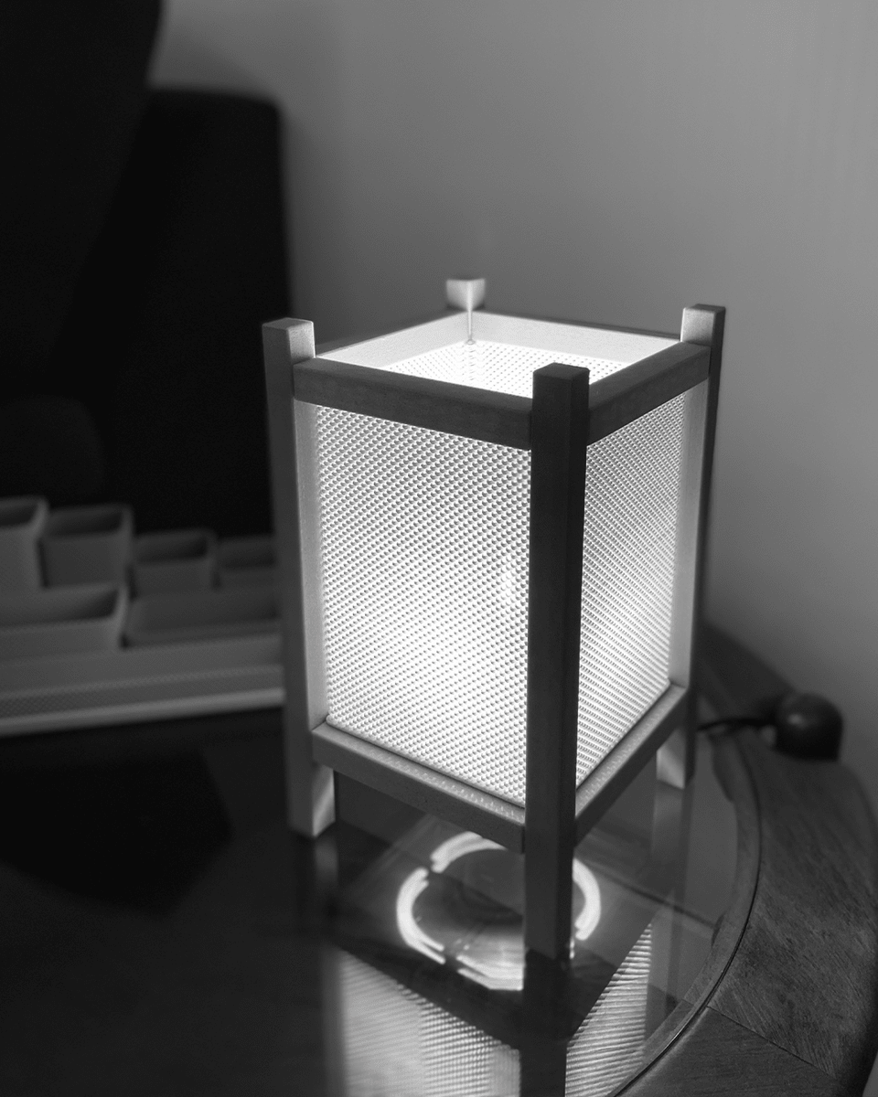 Riku Shoji Table Lamp, 3D Printed Ripple Mesh Night Light