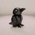 Articulated Raven Keychain Figure, 3D Printed Gothic Toy