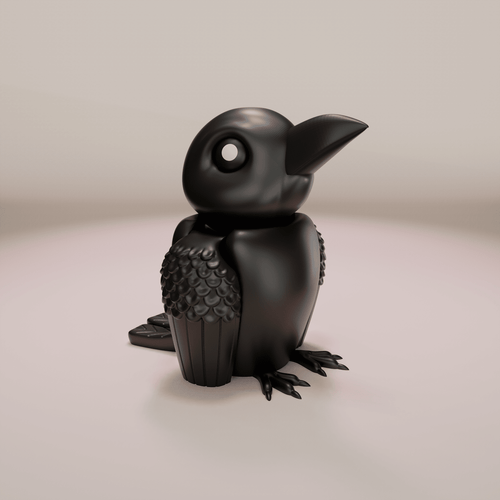 Articulated Raven Keychain Figure, 3D Printed Gothic Toy