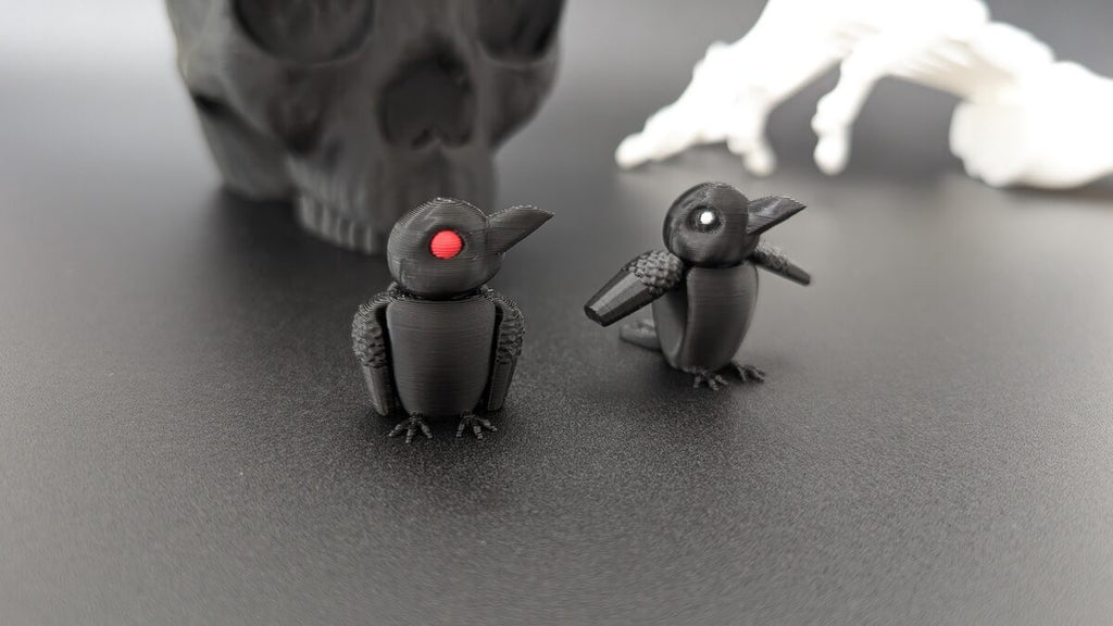 Articulated Raven Keychain Figure, 3D Printed Gothic Toy