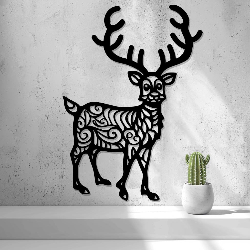 2d Reindeer Christmas Wall Art