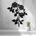 Black Roses Silhouette Wall Art, 3D Printed Floral Decor
