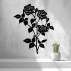 Black Roses Silhouette Wall Art, 3D Printed Floral Decor
