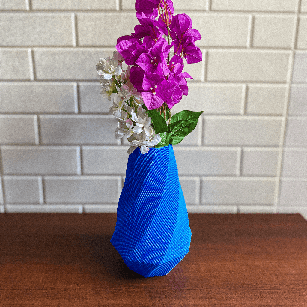 Selene Faceted Flower Vase, 3D Printed Ripple Texture Decor