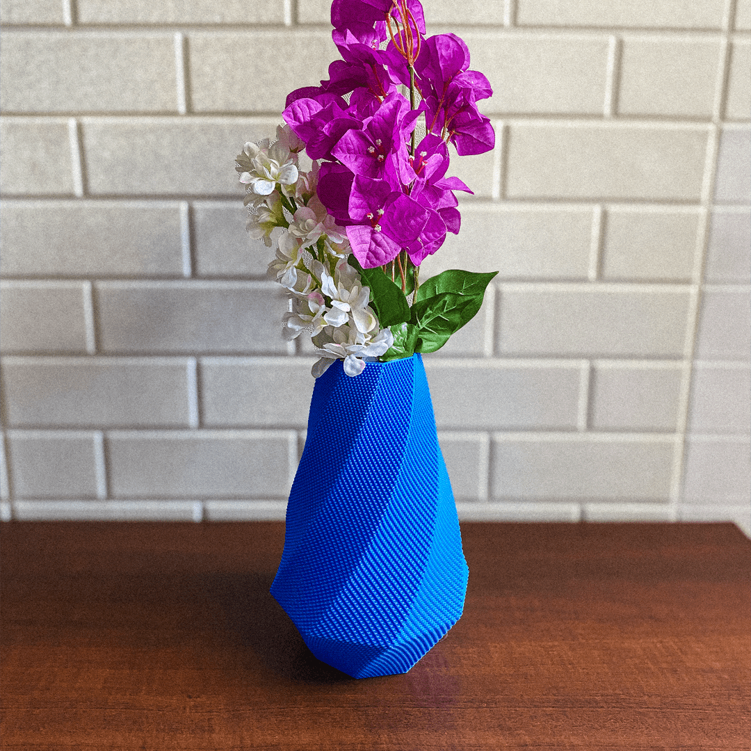 Selene Faceted Flower Vase, 3D Printed Ripple Texture Decor